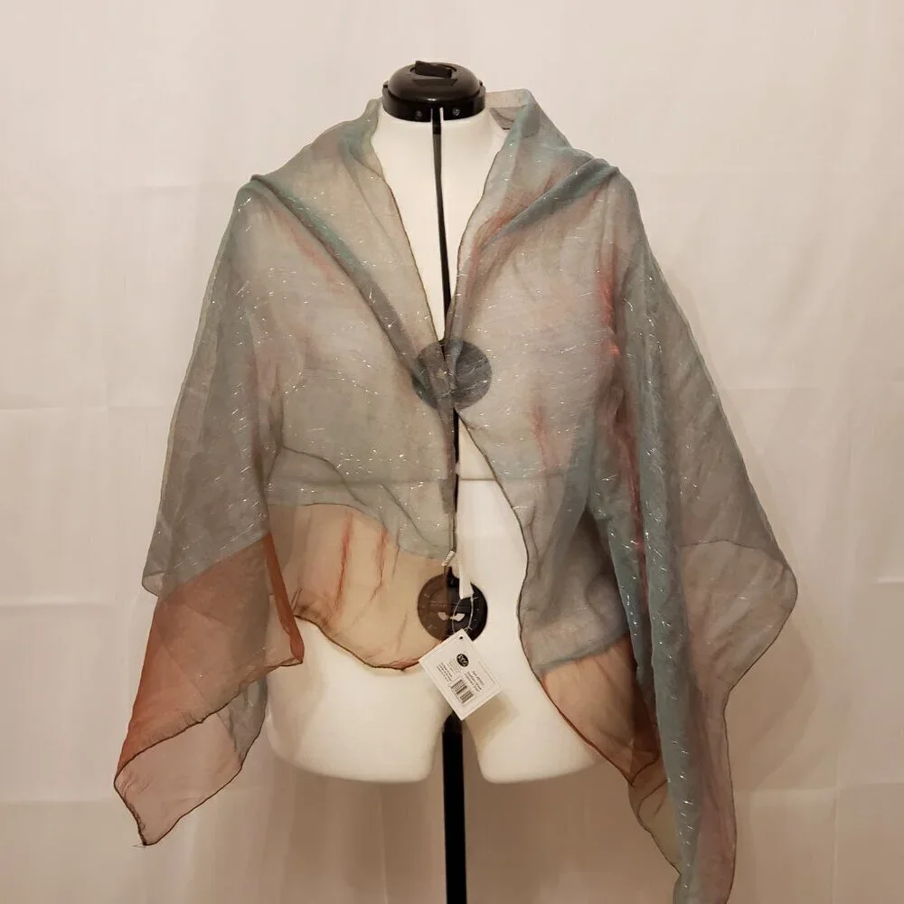 All Jazzed Up Seafoam Sheer Iridescent Scarf, 25
